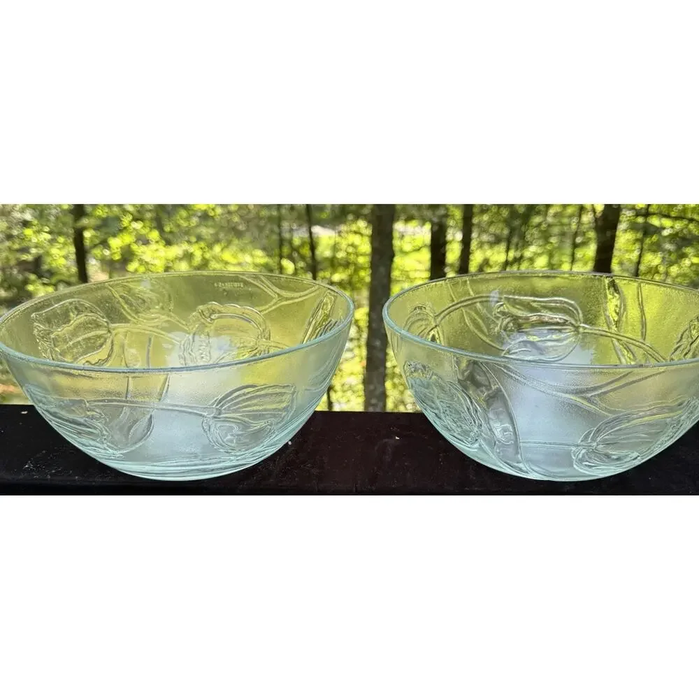 2 Vintage 1980’s Bali Le Clear Glass 10” Vegetable Serving Bowls -10/25/24